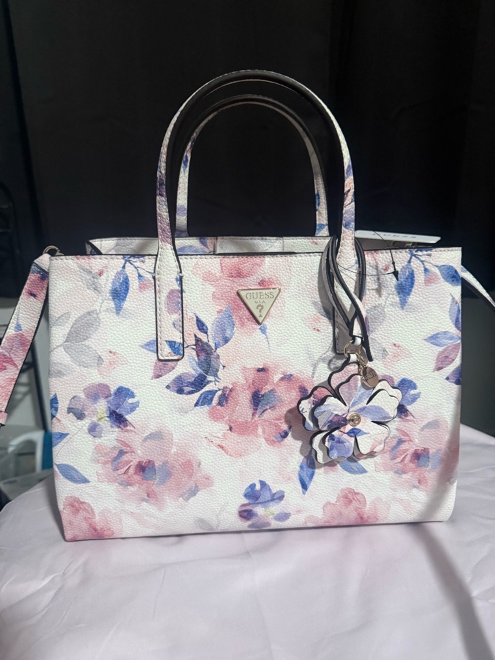 GUESS Floral Tote Bag in Pink and Blue